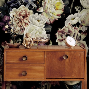 Wallpaper Peel and Stick Wallpaper Removable Wallpaper Home Decor Wall Art Wall Decor Room Decor / Vintage Dark Floral Wallpaper - A841
