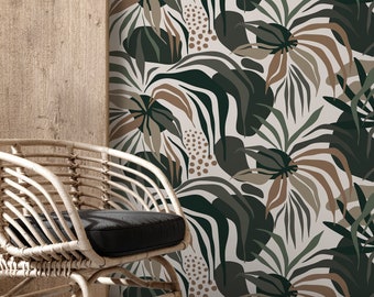 Tropical Abstract Wallpaper Modern Wallpaper Peel and Stick and Traditional Wallpaper - D711