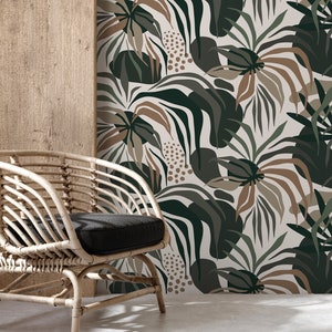 Tropical Abstract Wallpaper Modern Wallpaper Peel and Stick and Traditional Wallpaper - D711