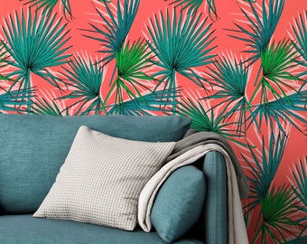 Wallpaper Peel and Stick Wallpaper Removable Wallpaper Home Decor Wall Art Wall Decor Room Decor / Tropical Leaves Wallpaper - B548