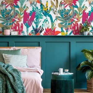 Wallpaper Peel and Stick Wallpaper Removable Wallpaper Home Decor Wall Art Wall Decor Room Decor / Colorful Floral Abstract Wallpaper - A717