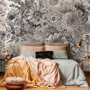Tapete zum Abziehen und Aufkleben Abnehmbare Tapete Wohnkultur Wandkunst Wanddekor Raumdekor / Boho Blumentapete - C056