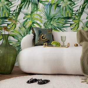 Monstera Tapete, abnehmbare Tapete, Tropische Tapete, Tapete, Dschungel, Blätter Tapete, Dschungel Wandbekleidung - A214