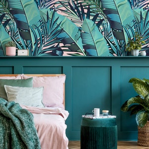 Wallpaper Peel and Stick Wallpaper Removable Wallpaper Home Decor Wall Art Wall Decor Room Decor / Tropical Banana Leaf Wallpaper - A794