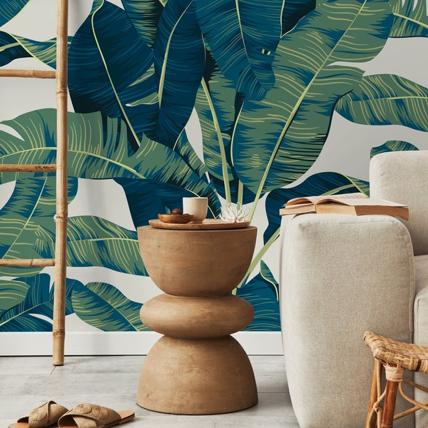 Palm Tree Wallpaper, Removable Wallpaper, Tropical Wallpaper, Tropical, Wallpaper, Jungle, Leaves Wallpaper, Jungle Wallcovering - C160