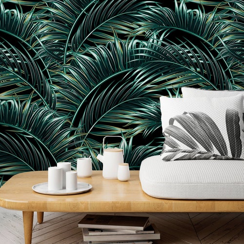 Dark Floral Wallpaper Mural Wallpaper Dark Floral Tropical | Etsy