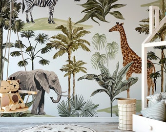 Wallpaper Peel and Stick Wallpaper Removable Wallpaper Home Decor Wall Art Wall Decor Room Decor / Kids Animal Safari Wallpaper - B527