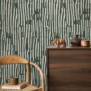 Dark Green Abstract Art Wallpaper Contemporary Wallpaper Peel and Stick and Traditional Wallpaper D746 image 1