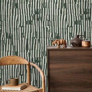 Dark Green Abstract Art Wallpaper Contemporary Wallpaper Peel and Stick and Traditional Wallpaper - D746