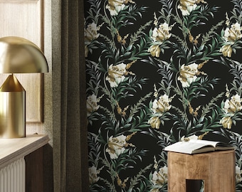 Floral Vintage Wallpaper / Peel and Stick Wallpaper Removable Wallpaper Home Decor Wall Art Wall Decor Room Decor - D547