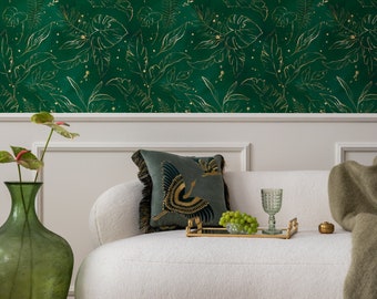 Wallpaper Peel and Stick Wallpaper Removable Wallpaper Home Decor Wall Art Wall Decor Room Decor / Green Tropical Leaf Wallpaper - B532