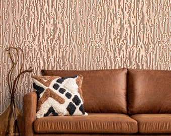 Terracotta Abstract Wallpaper Contemporary Art Wallpaper Peel and Stick and Traditional Wallpaper - D854