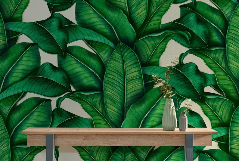 Banana Leaf Wallpaper Peel and Stick Wallpaper Banana Tree - Etsy