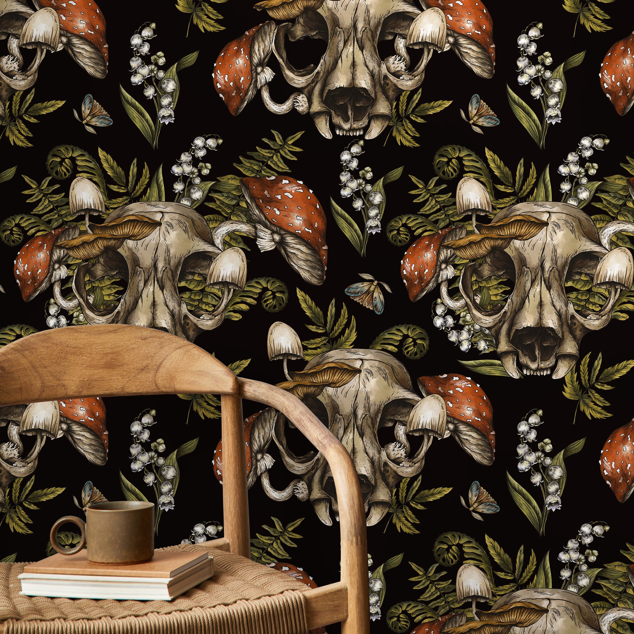 Gothic Wallpaper in Black and Red on Black - Peel and Stick - D833 - Etsy
