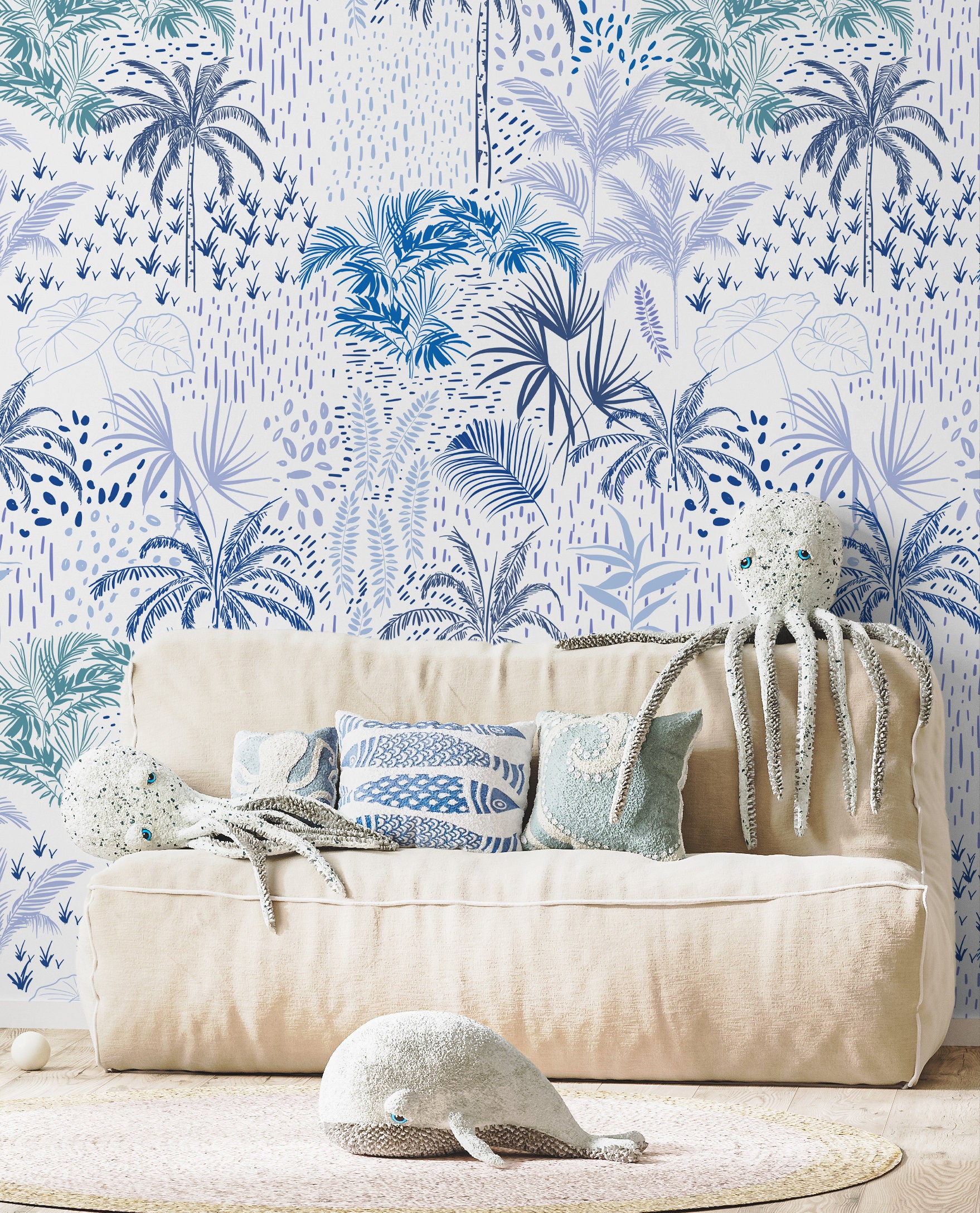 Buy Blue Palm Wallpaper Online In India  Etsy India