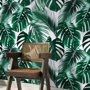 Wallpaper Peel and Stick Wallpaper Removable Wallpaper Home Decor Room Decor / Tropical Monstera Leaf Wallpaper, Jungle Wallpaper - B125