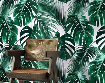 Wallpaper Peel and Stick Wallpaper Removable Wallpaper Home Decor Room Decor / Tropical Monstera Leaf Wallpaper, Jungle Wallpaper - B125