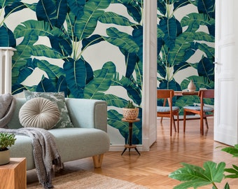 Palm Tree Wallpaper, Removable Wallpaper, Tropical Wallpaper, Tropical, Wallpaper, Jungle, Leaves Wallpaper, Jungle Wallcovering - C160