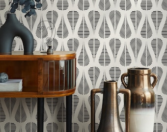 Modern Geometric Black White Wallpaper - C328