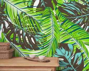 Fondo de pantalla Peel and Stick Wallpaper Fondo de pantalla extraíble Decoración del hogar Arte de la pared Decoración de la habitación / Tropical Monstera Leaf Wallpaper - B138