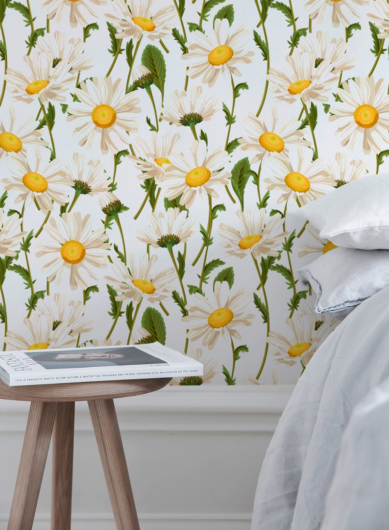 Daisy Wallpaper Removable Wallpaper Tropical Wallpaper | Etsy