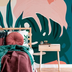 Monstera Wallpaper, Floral Wallpaper, Self-Adhesive, Removable Wallpaper, Leaf Wallpaper, Mural Wallpaper B500 image 4