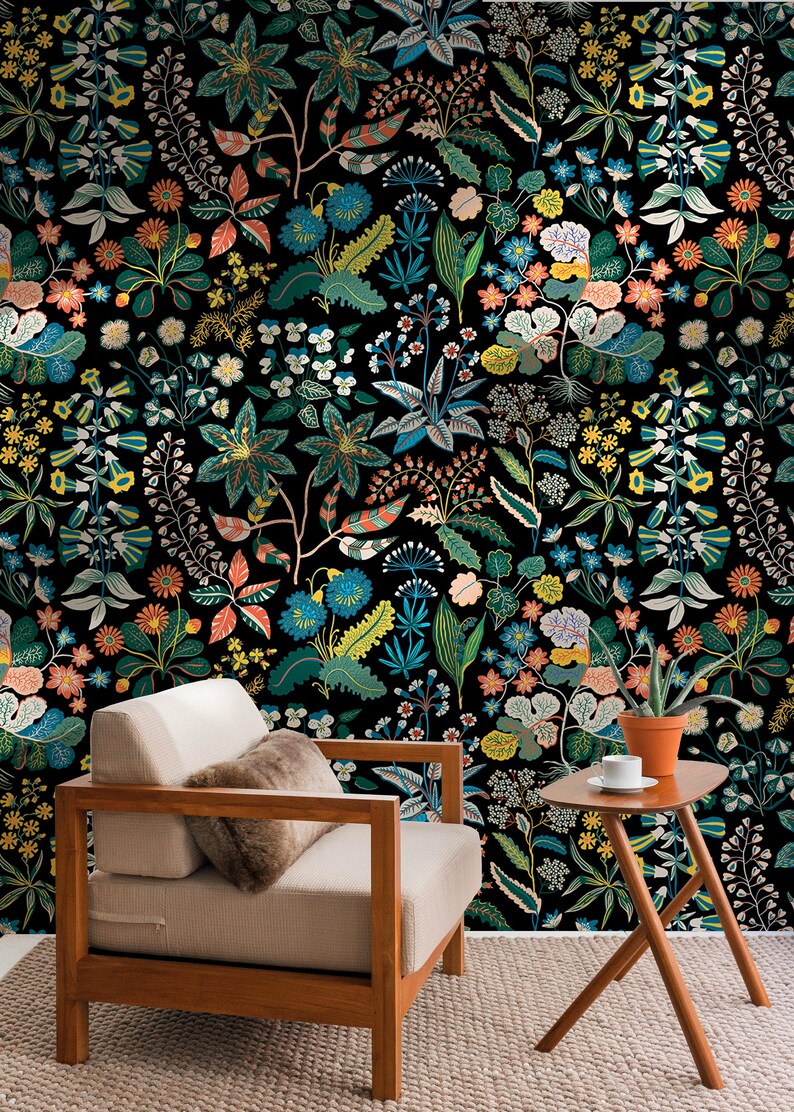 Tropical Jungle Wallpaper Removable Wallpaper Selfadhesive Etsy