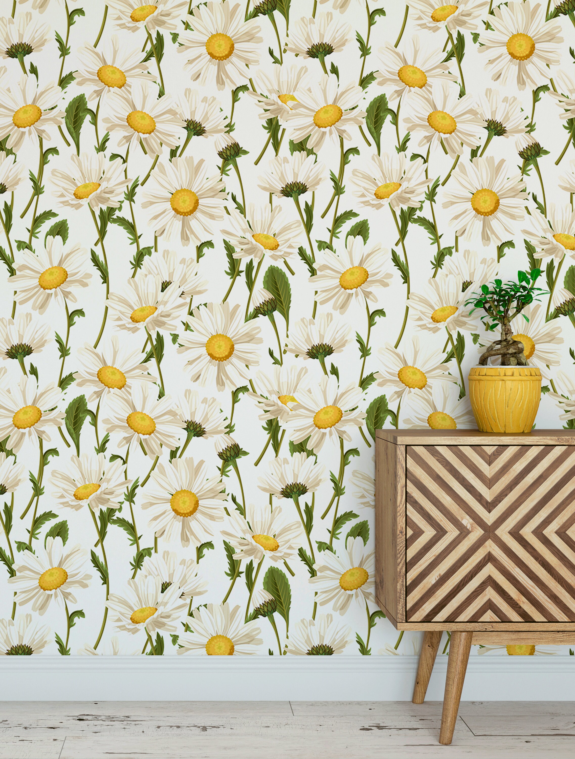 Daisy Wallpaper Removable Wallpaper Tropical Wallpaper | Etsy