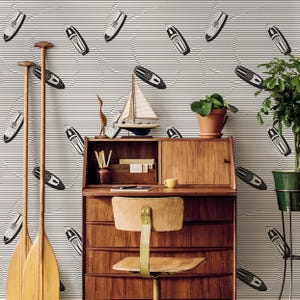 Modern Nautical Black & White Wallpaper - C334