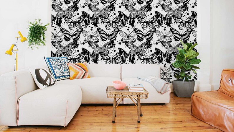 Tropical Wallpaper Jungle Wallcovering Jungle Jungle Wall Decor Wallpaper Leaves Wallpaper A197 Butterfly Wallpaper Tropical