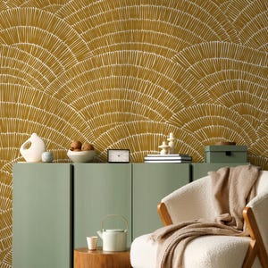 Art Deco Tapete in Gold und Weiß - C025
