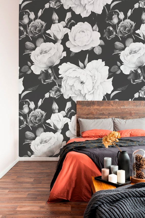 Vintage Floral Wallpaper Wall Paper Removable Vintage nursery decor Peel and Stick Wallpaper Flower Pattern Wallpaper A220