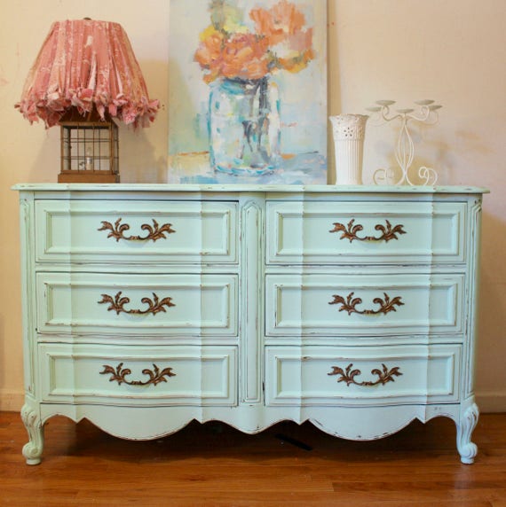 Sold Shabby Chic Dresser French Provincial Dresser Mint Etsy