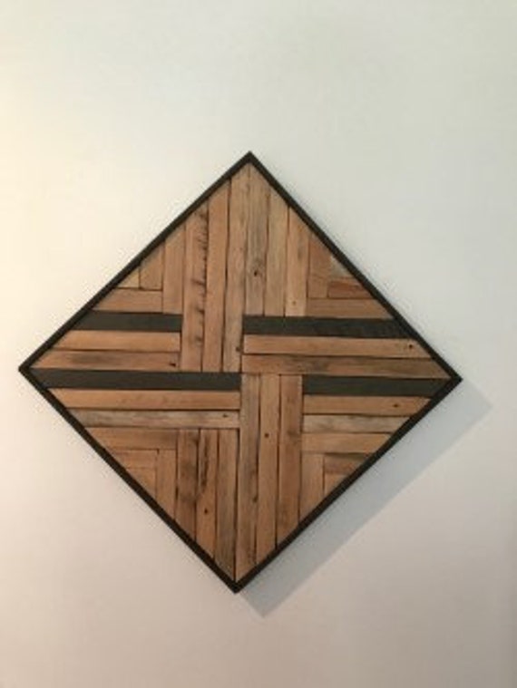 Reclaimed lath wood criss cross wall art Etsy