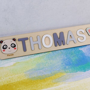 Personalized Baby Shower Gift with Name, 1st Birthday Gift for Boy, Wooden Name Puzzle with Pegs & Animals, Gifts for 2 Year Old Girls