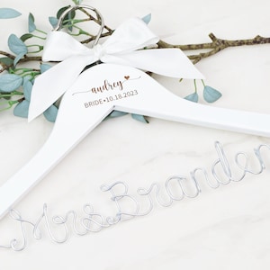 Personalized Hanger with Wire Name and Bow, Bridal Shower Gift for Bride, Personalized Bridal Hanger, Mrs Hanger, Bride Hanger, Wedding Gift image 5