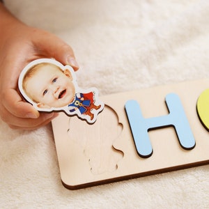 Regalo de bebé personalizado, Regalo de cumpleaños de niña de 1er año, Rompecabezas de nombre de bebé de dibujos animados personalizado para niños pequeños, Rompecabezas de juguete de madera, Regalo de baby shower