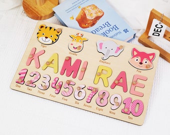 Personalized  Puzzle Name With Pegs, Baby Gift, Nursery Decor, Custom Wooden Toys, Baby Shower Gift, Kids Birthday Gift, Wooden Baby Puzzle