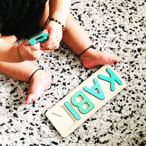2021 Easter Present, Personalized Name Puzzle with Add-on Images, Montessori Toys for Child, Baby Shower Gift, Custom Wooden Nursery Decor