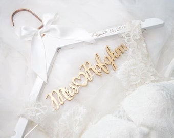 Wedding Hanger Engraved with Date | Bridal Shower Gift | Mrs Hanger | Bride Hanger Laser Cut | Gift for Her | Wedding Shower Gift for Bride