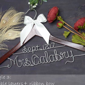 Bridal Shower Gift, Bridal Hanger, Rustic Bride Hanger, Custom Wedding Hanger with Personalized Name Hanger for Wedding, Bridesmaid Hanger
