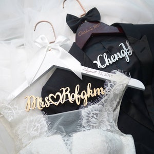 Wedding Hanger Engraved with Date Bridal Shower Gift Mrs Hanger Bride Hanger Laser Cut Gift for Her Wedding Shower Gift for Bride image 8