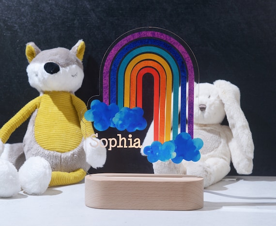 Veilleuse Bébé Personnalisée Prénom & Date - Cadeau Naissance Fille & Garçon, Lampe De Chevet LED, Bapteme & Nouveau Né, Décoration Chambre Bébé