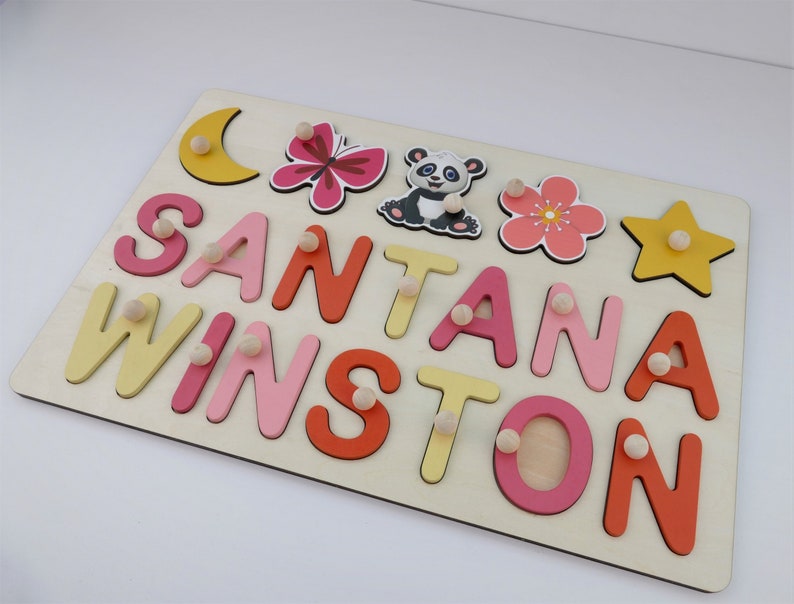 Personalized Name Puzzle With Pegs Baby Gift Nursery Decor Etsy