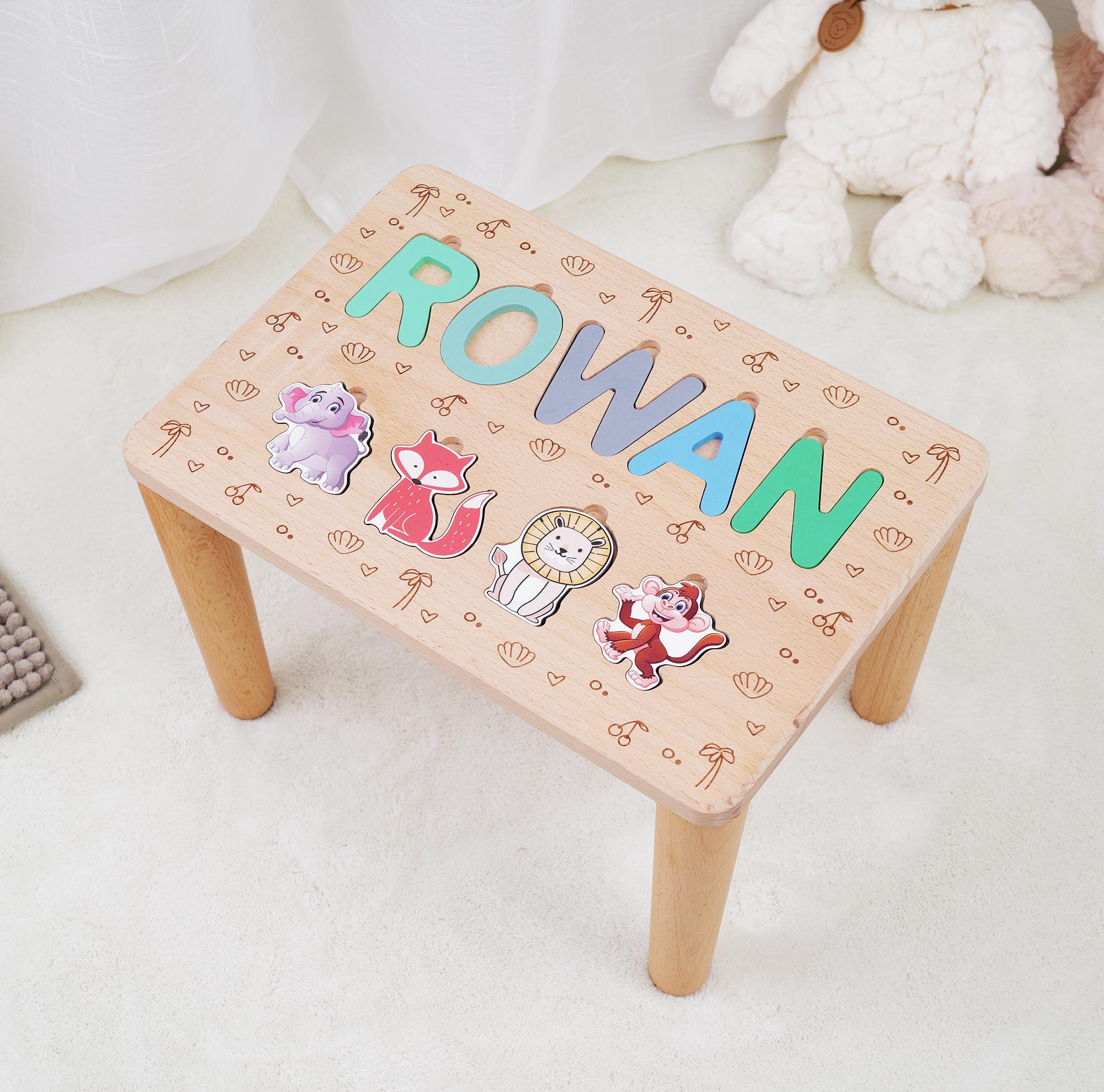 Custom Wooden Name Puzzle Stool - Personalized Kids Step Stool ...