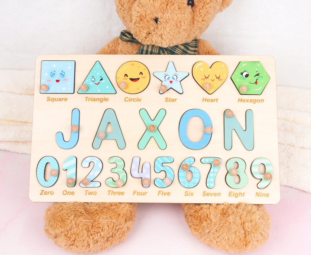 Custom Wooden Name Puzzle, Preschool Puzzle Toy Gift for Boys