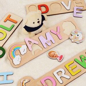 Personalized Name Puzzle, Baby Gift Wooden Montessori Toys, Christmas Gift Kids Busy Board Toddler Puzzle, First Birthday Gift Nursery Decor image 7