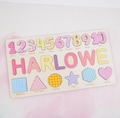 Personalized Name Puzzle with Shapes and Numbers, First Birthday Baby Gifts for Boys and Girls, Baby Shower Gift for Kids, Toddler Wood Toy product logo