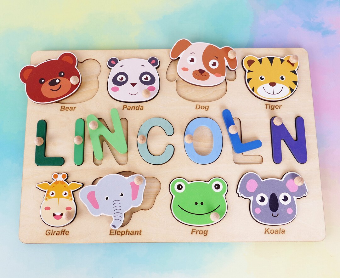 Custom Wooden Baby Name Puzzle for Toddlers, Personalized Toy Gifts