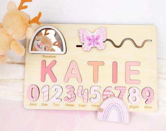 Montessori Busy Board, Personalized Puzzle, Sensory Activity Wooden Toys, First Christmas Gift for Baby Girl, Unique Birthday Gift BP0924823